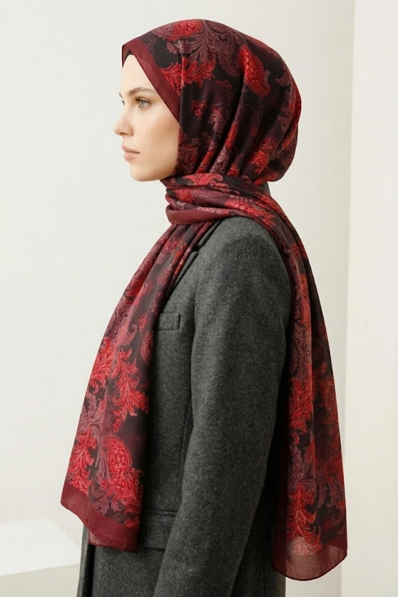 Fleur Model Retro Desen Şal - 1