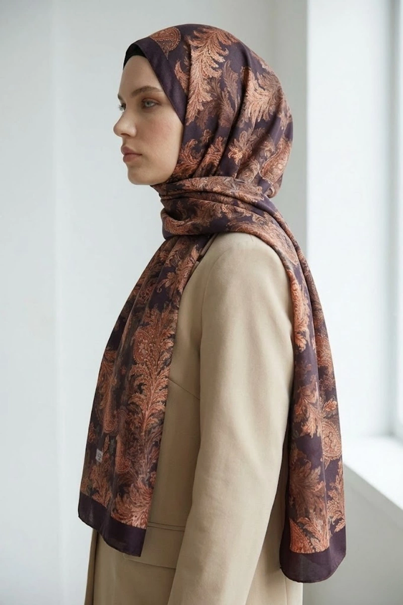 Fleur Model Retro Desen Şal - 2