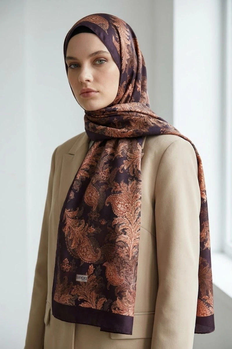 Fleur Model Retro Desen Şal - 2