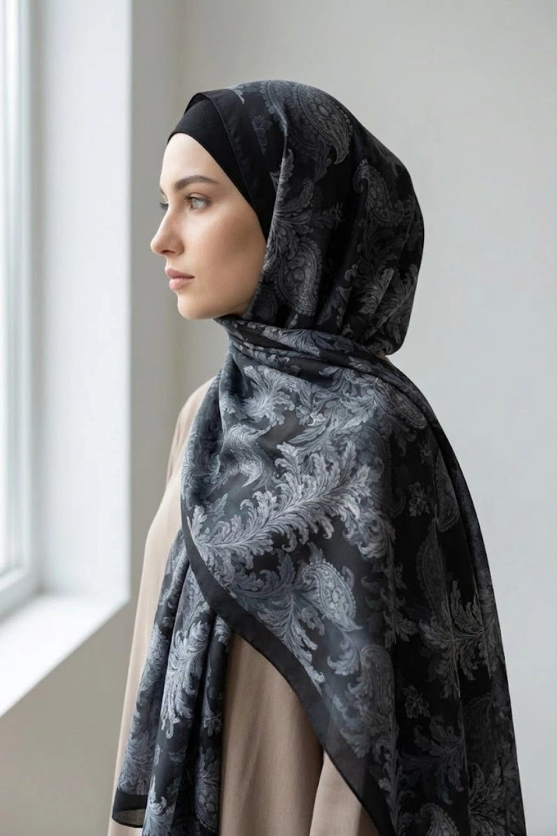 Fleur Model Retro Desen Şal - 6