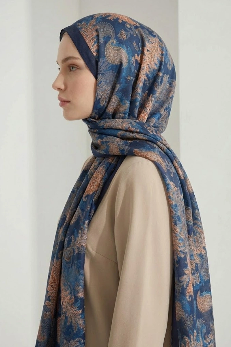 Fleur Model Retro Desen Şal - 8