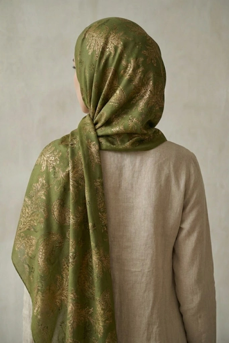 Fleur Model Retro Desen Şal - 9