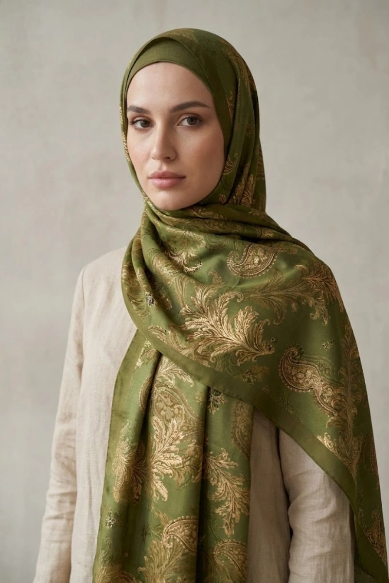 Fleur Model Retro Desen Şal - 9