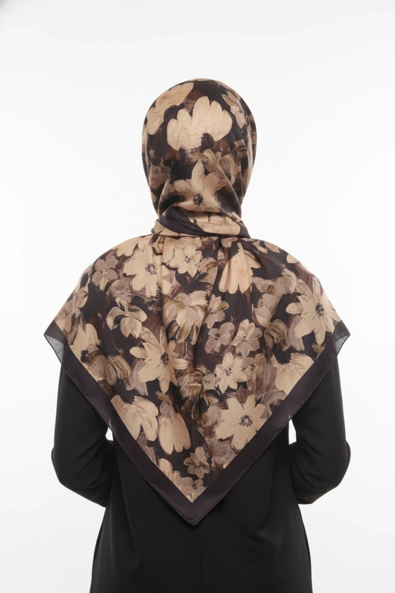 Flora Model Retro Desen Şal - Füme