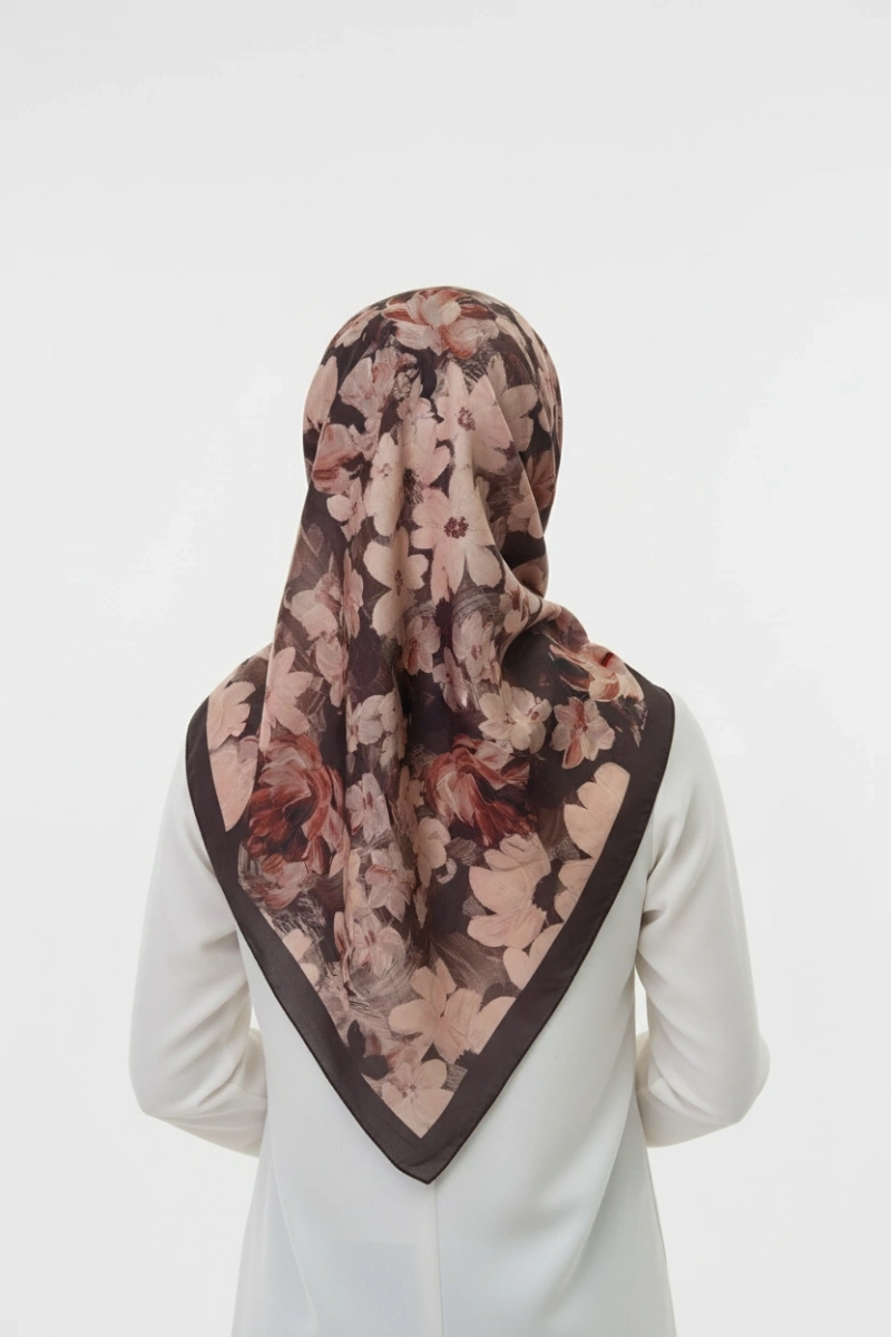 Flora Model Retro Desen Şal - Kahverengi