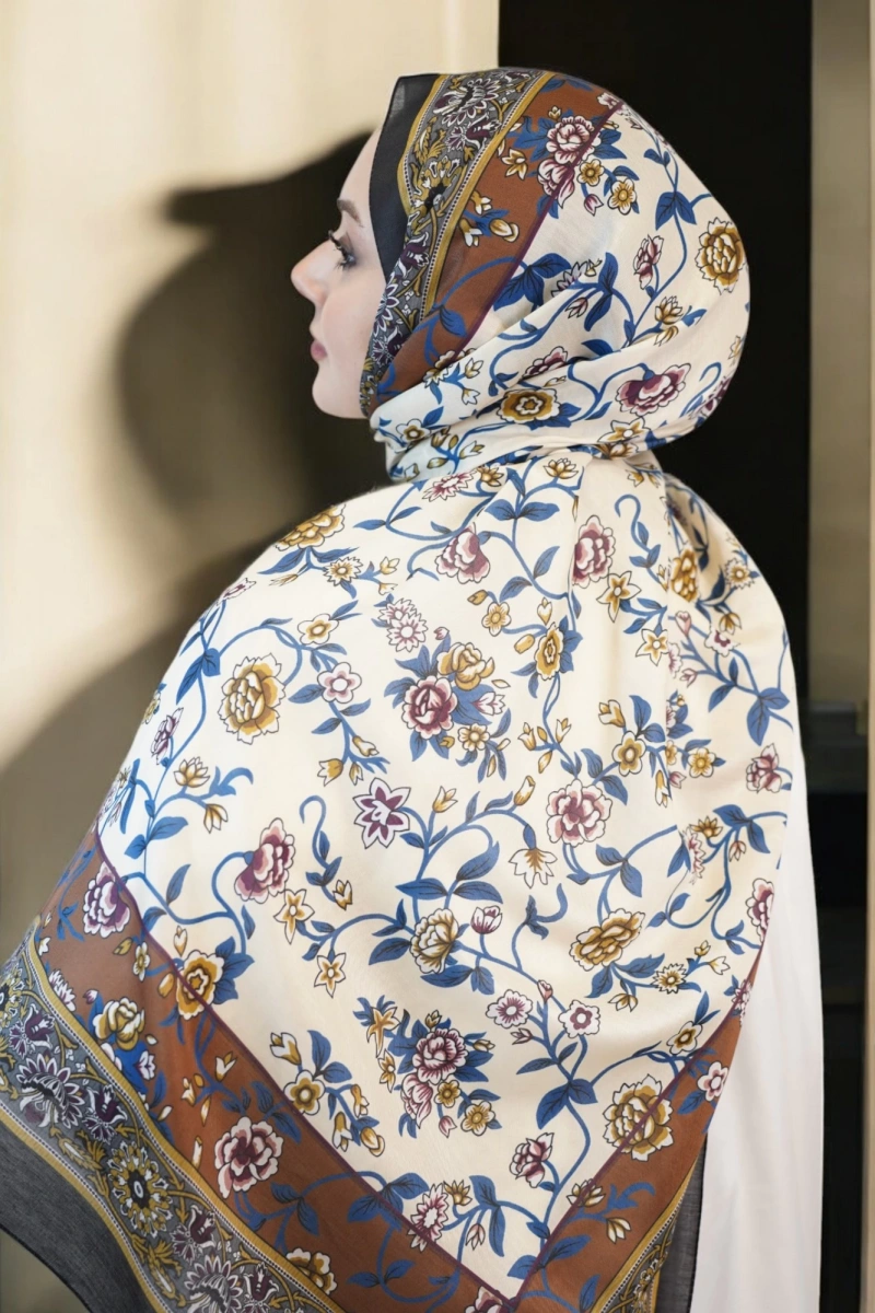 Flower Model Retro Desen Şal - 8