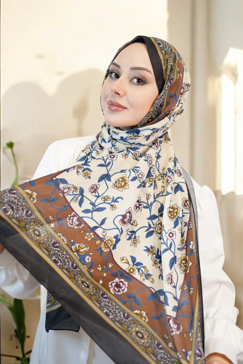 Flower Model Retro Desen Şal - 8