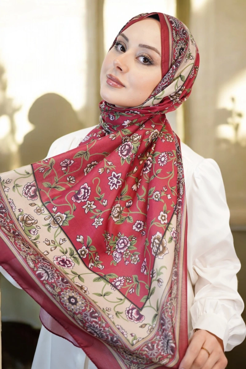Flower Model Retro Desen Şal - 9