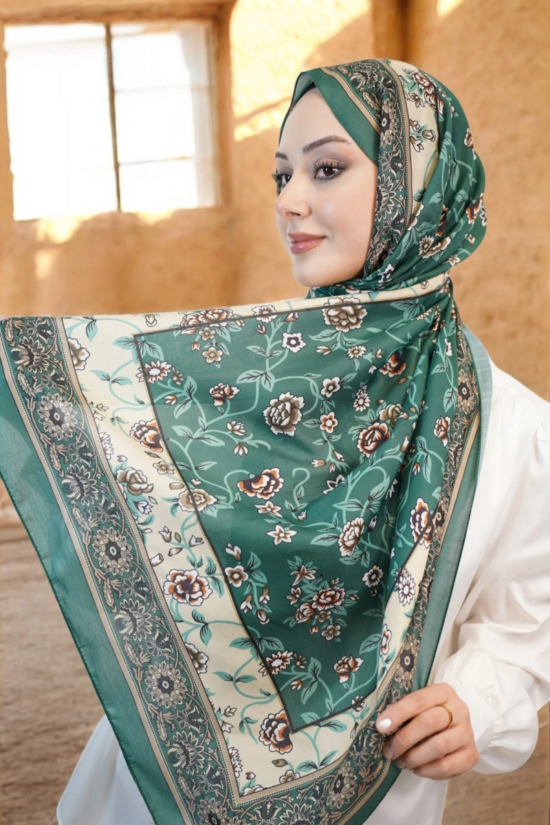 Flower Model Retro Desen Şal - 2