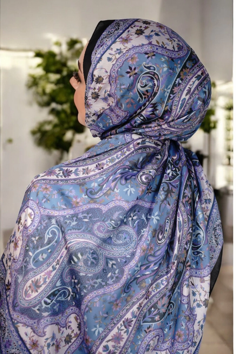 Kapadokya Model Retro Şal - Lila Siyah