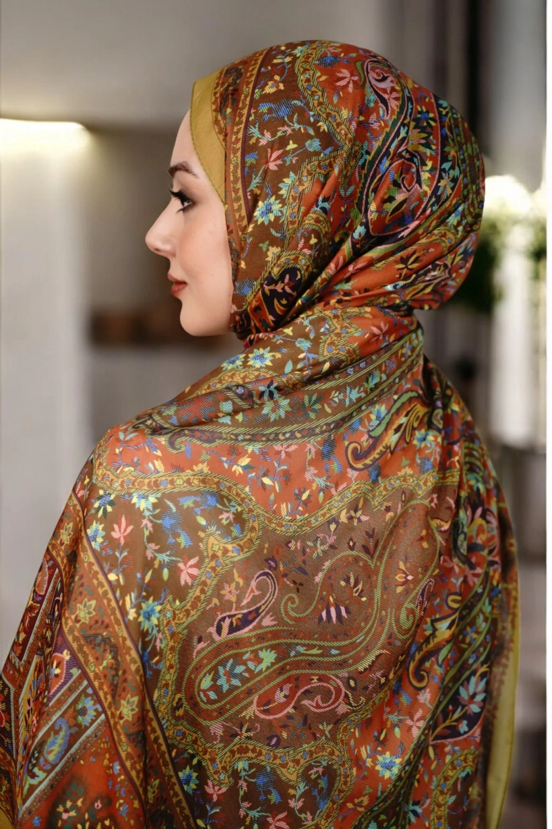 Kapadokya Model Retro Şal - Yağ Yeşili