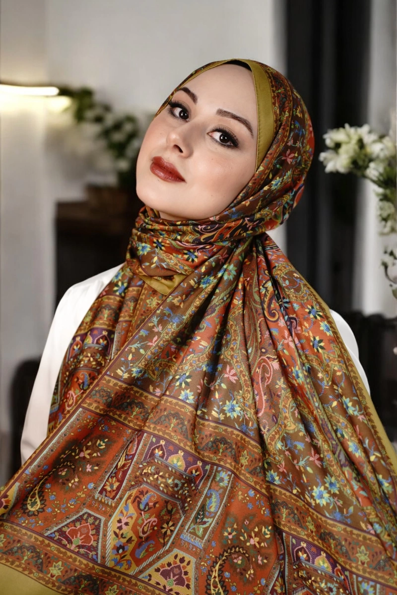 Kapadokya Model Retro Şal - Yağ Yeşili