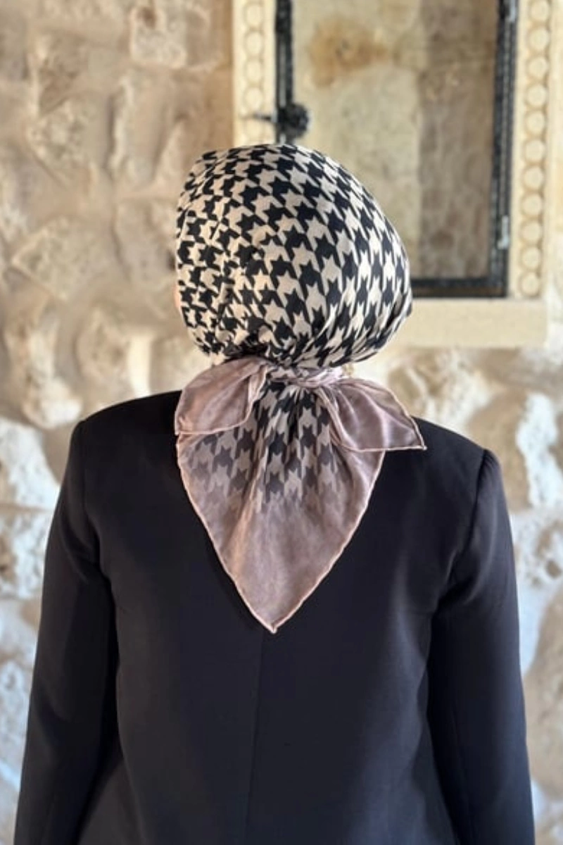 Kazayağı Desen Eşarp Pamuk Soft - Bej