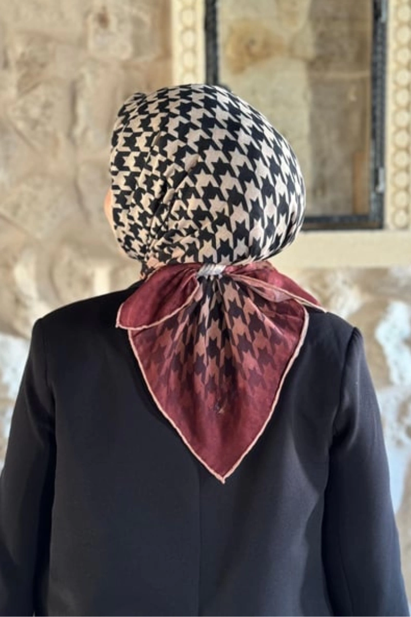 Kazayağı Desen Eşarp Pamuk Soft - Kiremit