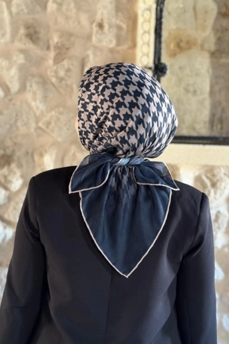 Kazayağı Desen Eşarp Pamuk Soft - Lacivert