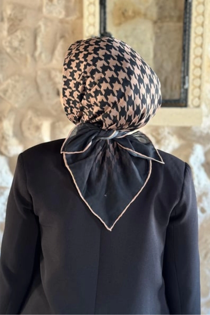 Kazayağı Desen Eşarp Pamuk Soft - Vizon