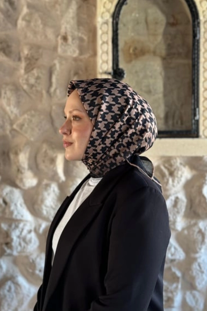 Kazayağı Desen Eşarp Pamuk Soft - Vizon