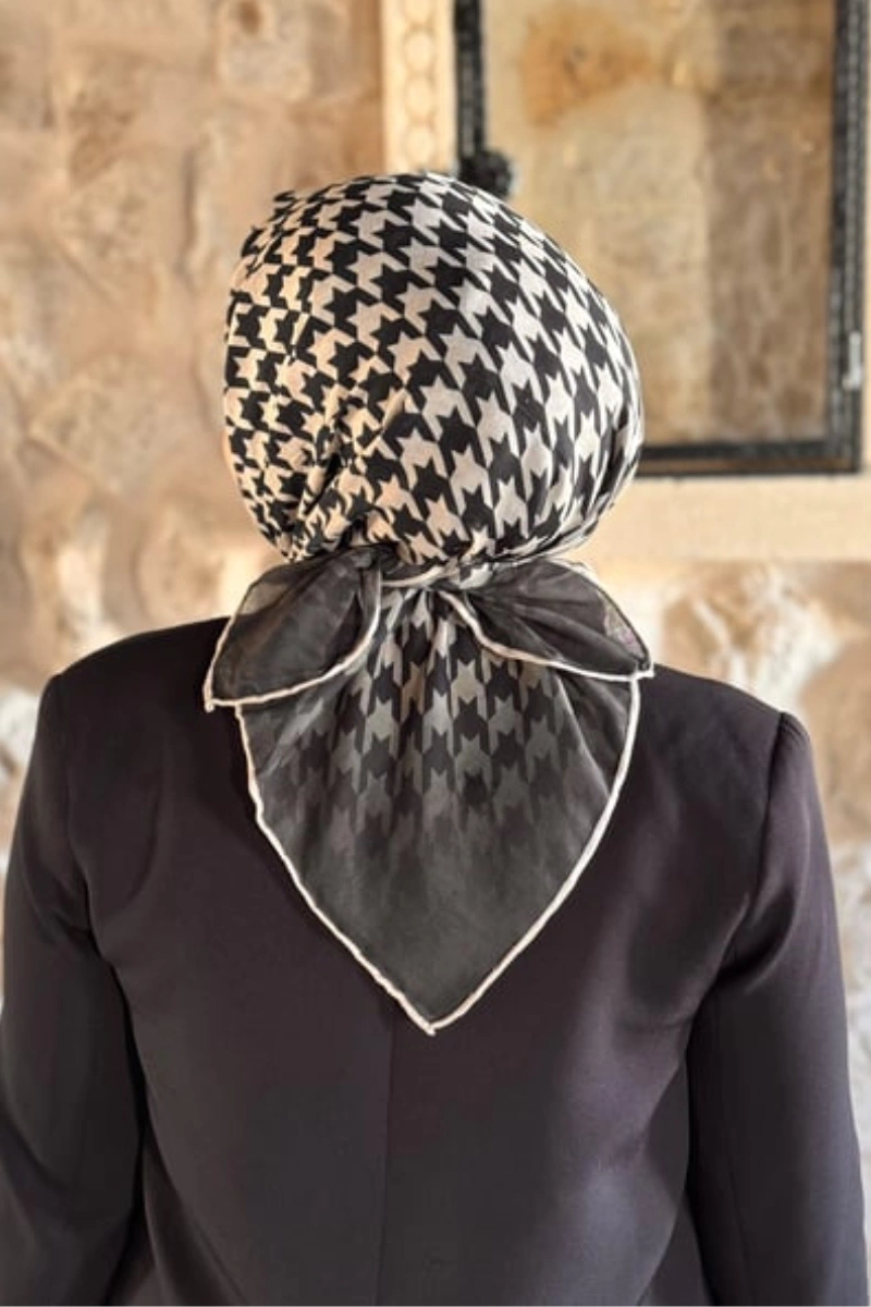 Kazayağı Desen Eşarp Pamuk Soft - Yeşil