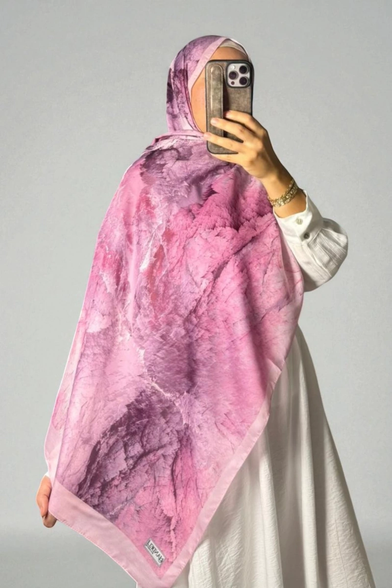 Çınar Model Retro Desen Şal - Pembe