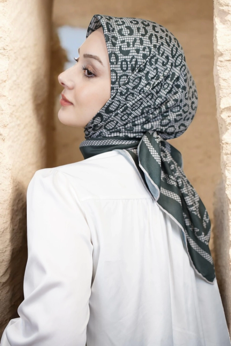 Leopar Desen Eşarp Pamuk Soft - Siyah