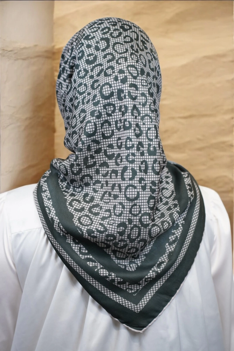 Leopar Desen Eşarp Pamuk Soft - Siyah