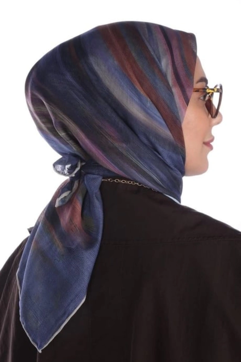 Lovely Desen Eşarp Pamuk Soft - Lacivert