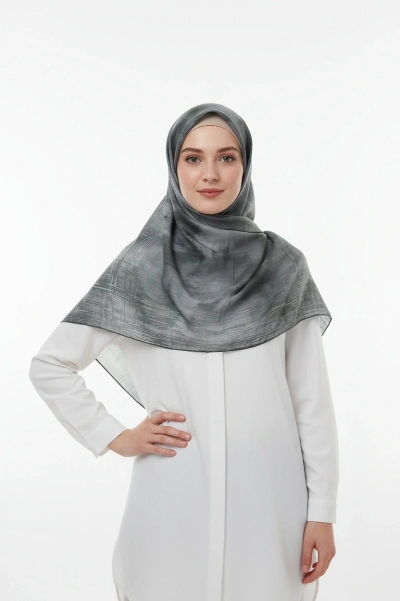 Matte Desen Pamuk El Dikişli Eşarp - 1