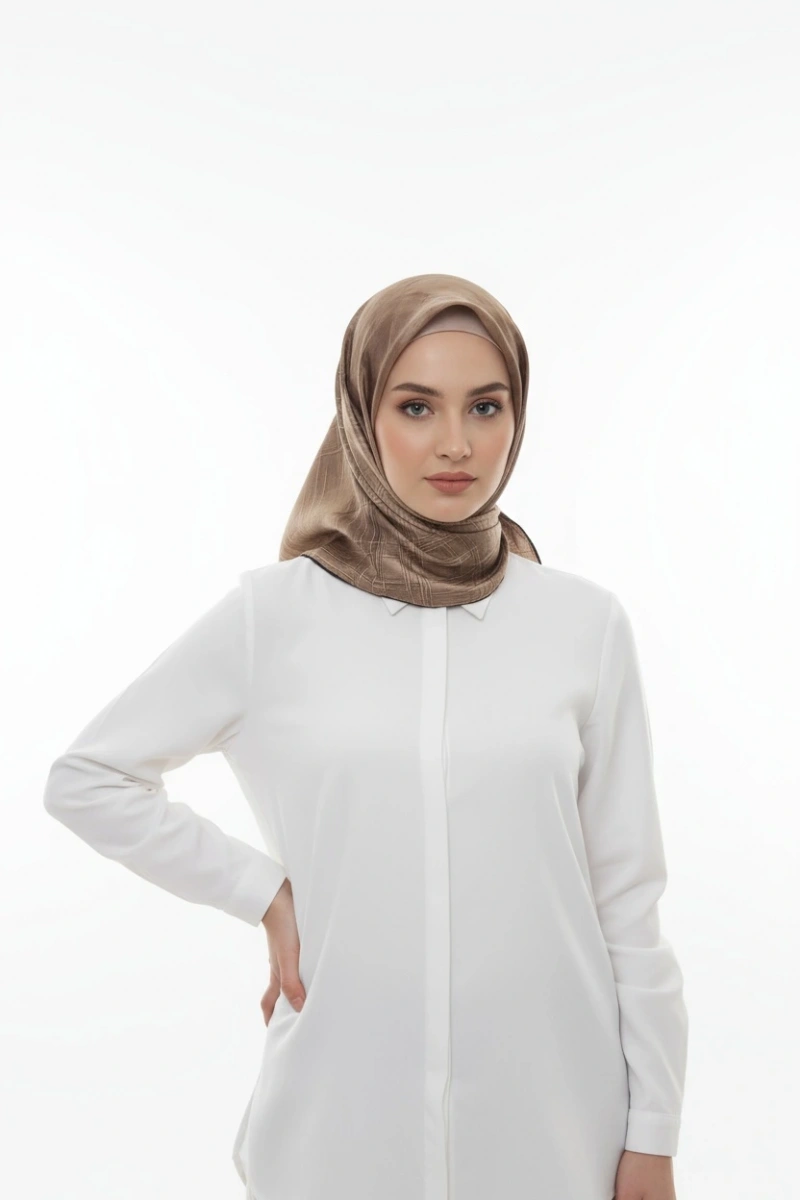 Matte Desen Pamuk El Dikişli Eşarp - 7