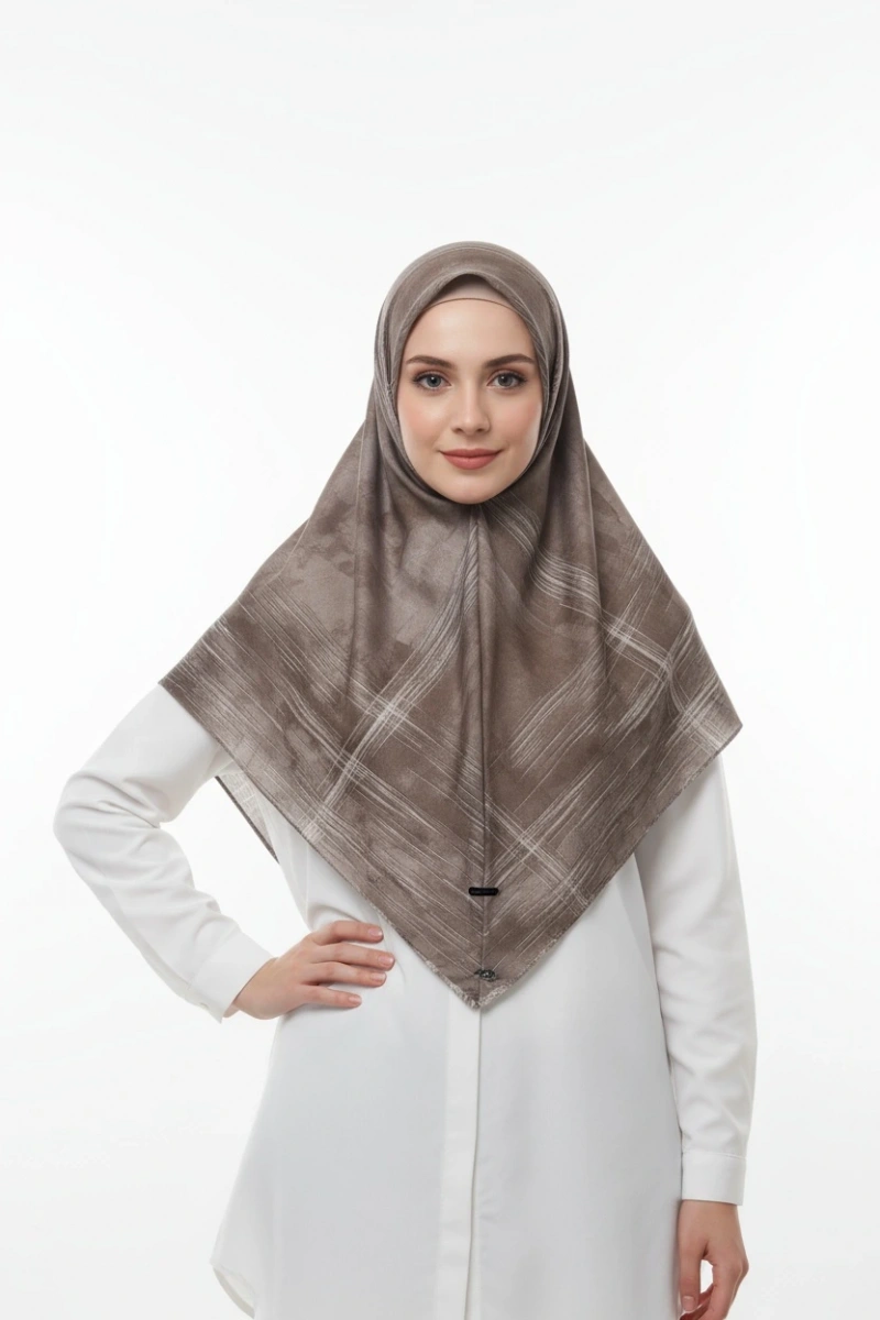 Matte Desen Pamuk El Dikişli Eşarp - 9