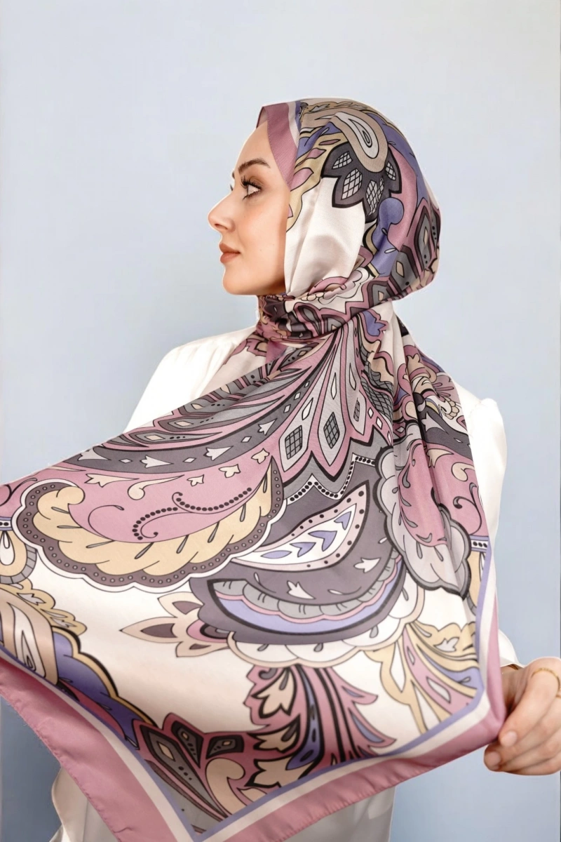 Mona Model Retro Şal - Pudra Pembe