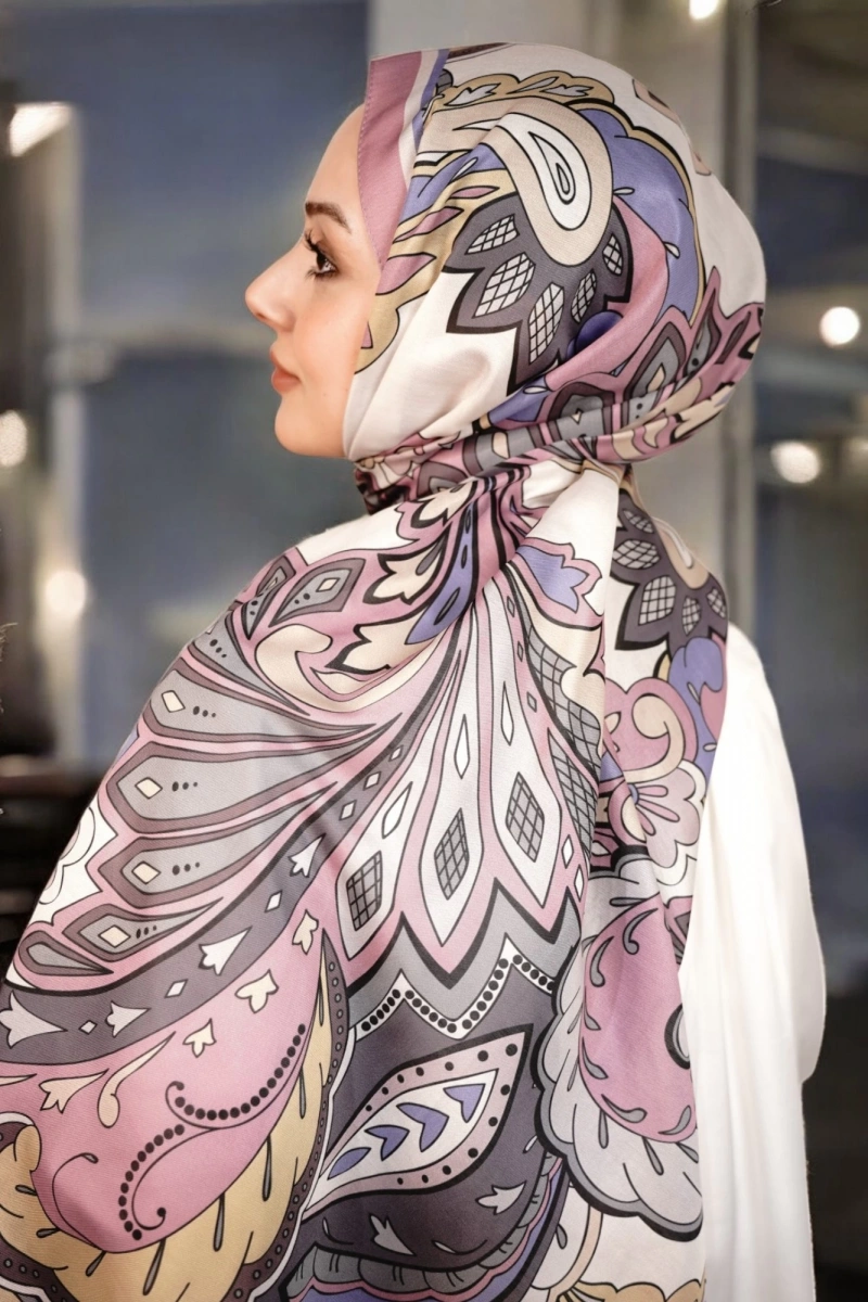 Mona Model Retro Şal - Pudra Pembe