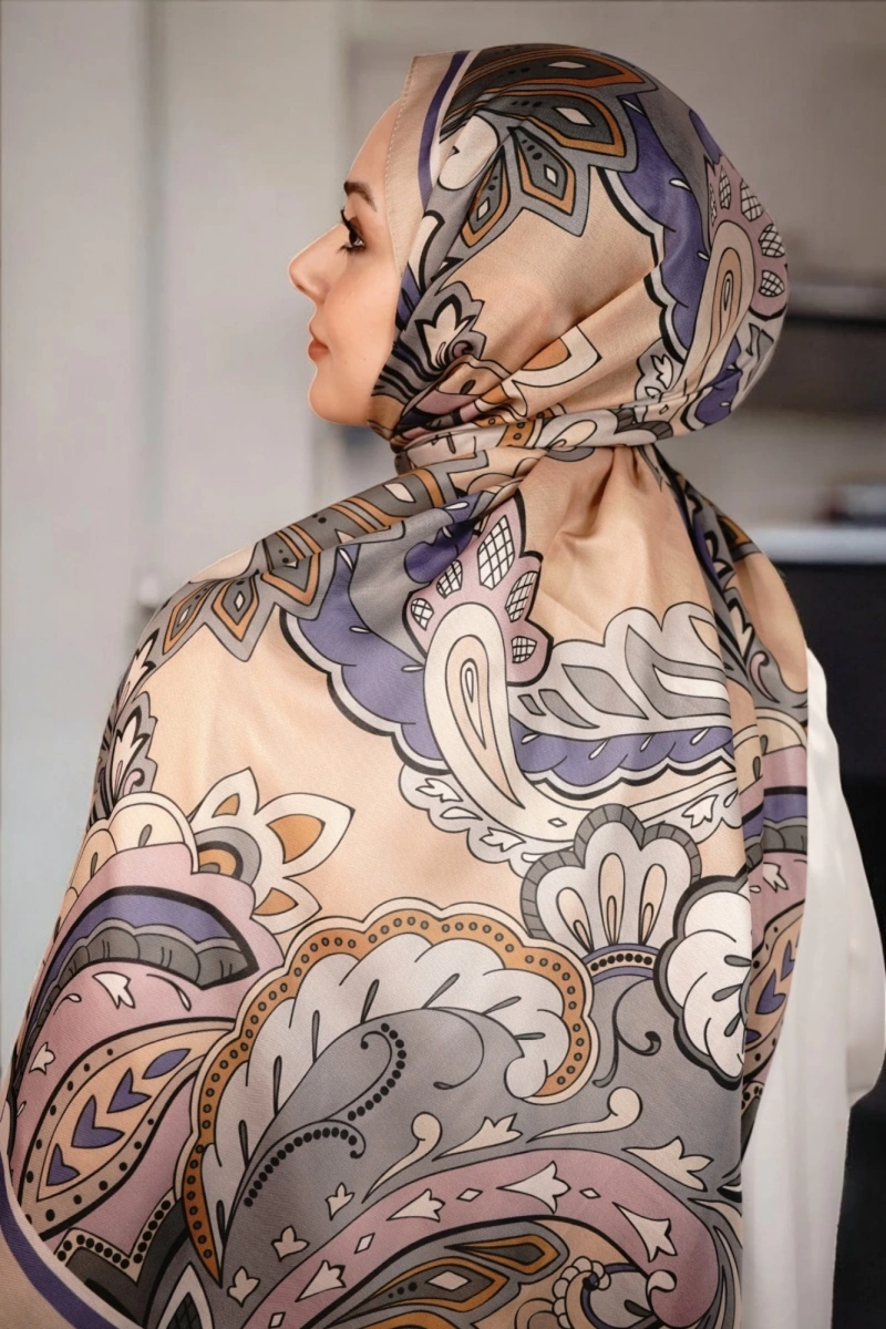 Mona Model Retro Şal - Vizon