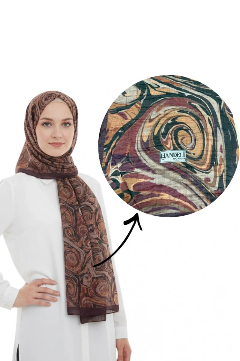 Müslin Şal Vortex Desen - Dört Mevsim Konfor