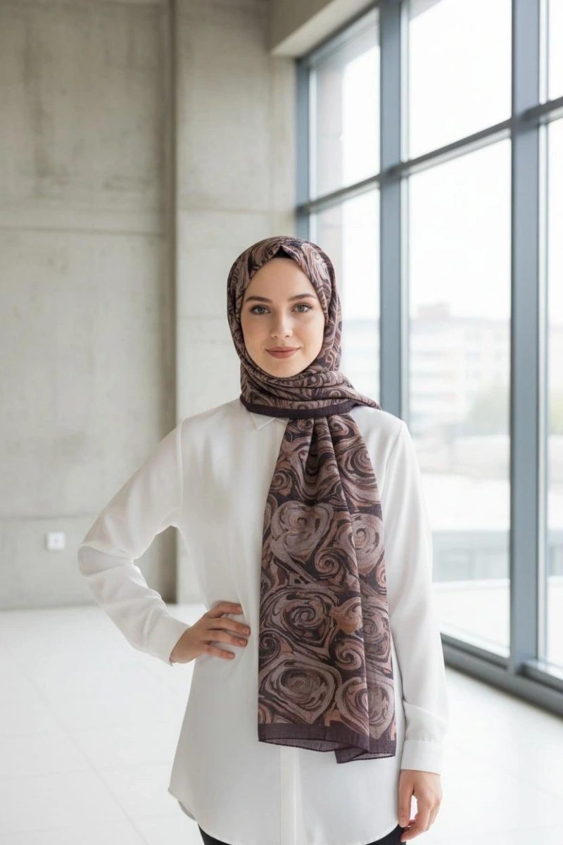 Müslin Şal Vortex Desen - Dört Mevsim Konfor