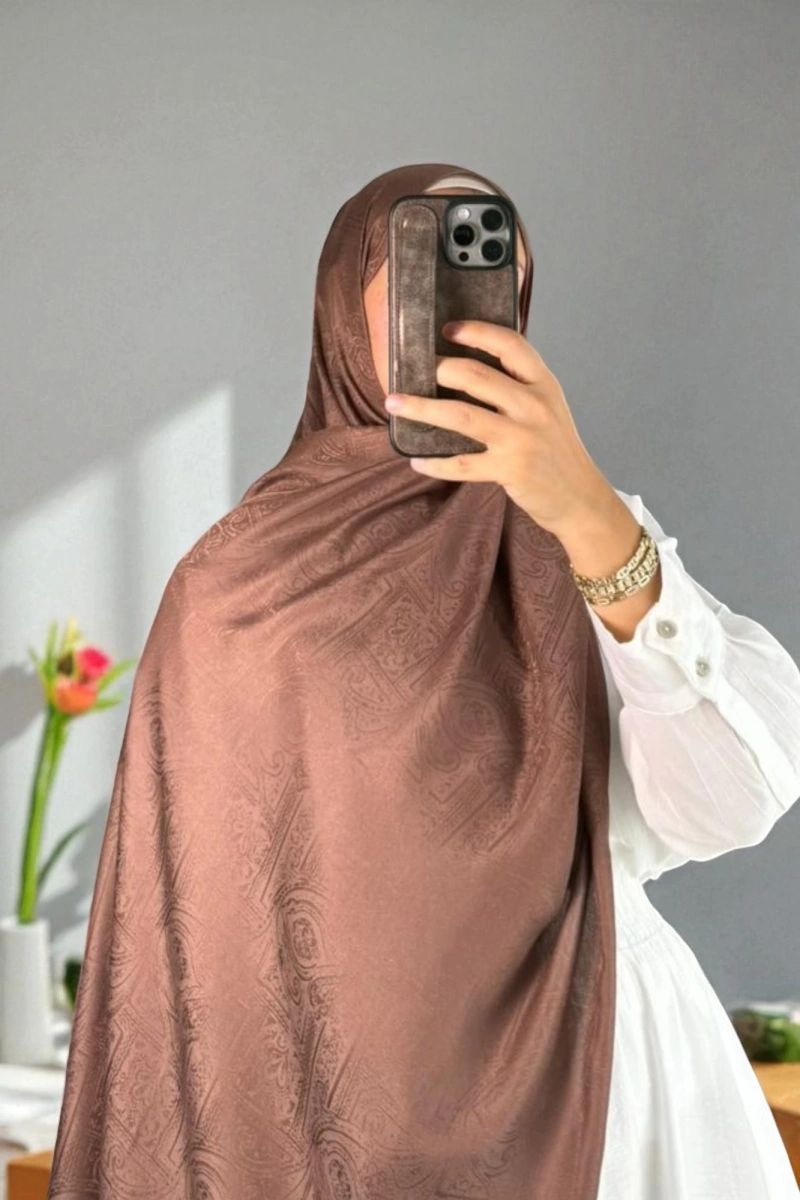 Nora Desen Shine Glow Şal Sütlü kahve