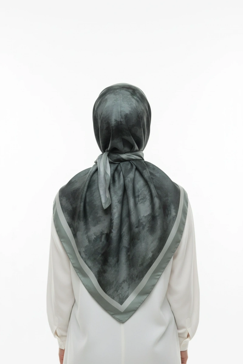 Nova Model Retro Desen Şal - Ada Çayı Yeşili