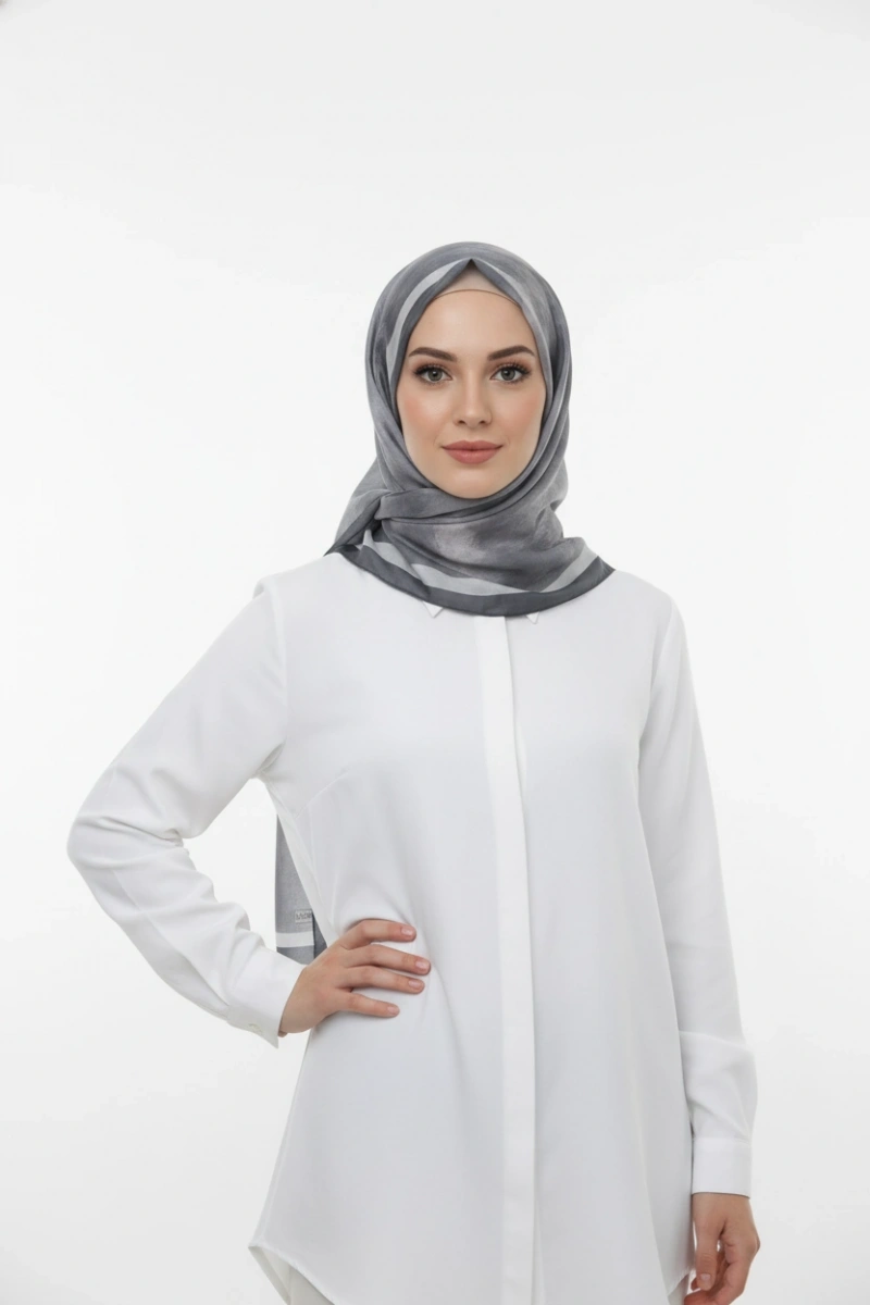 Nova Model Retro Desen Şal - Antrasit