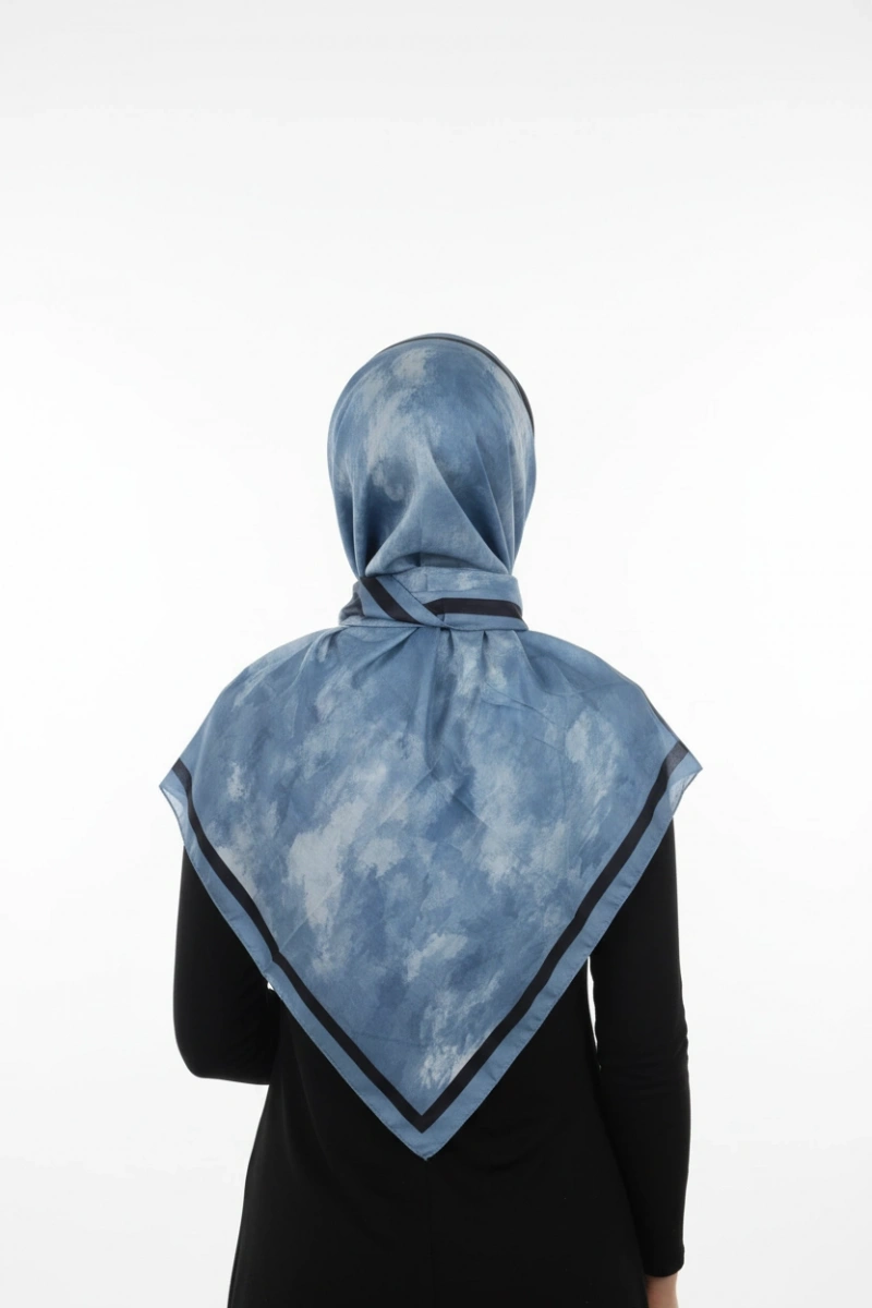 Nova Model Retro Desen Şal - Gök Mavi