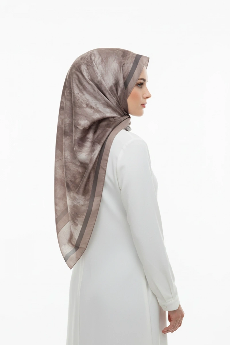 Nova Model Retro Desen Şal - Koyu Vizon