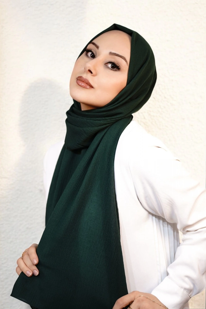 Organik Pamuk Şal - Petrol Yeşili