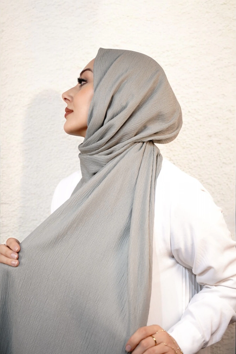 Organik Pamuk Şal - Gümüş Gri