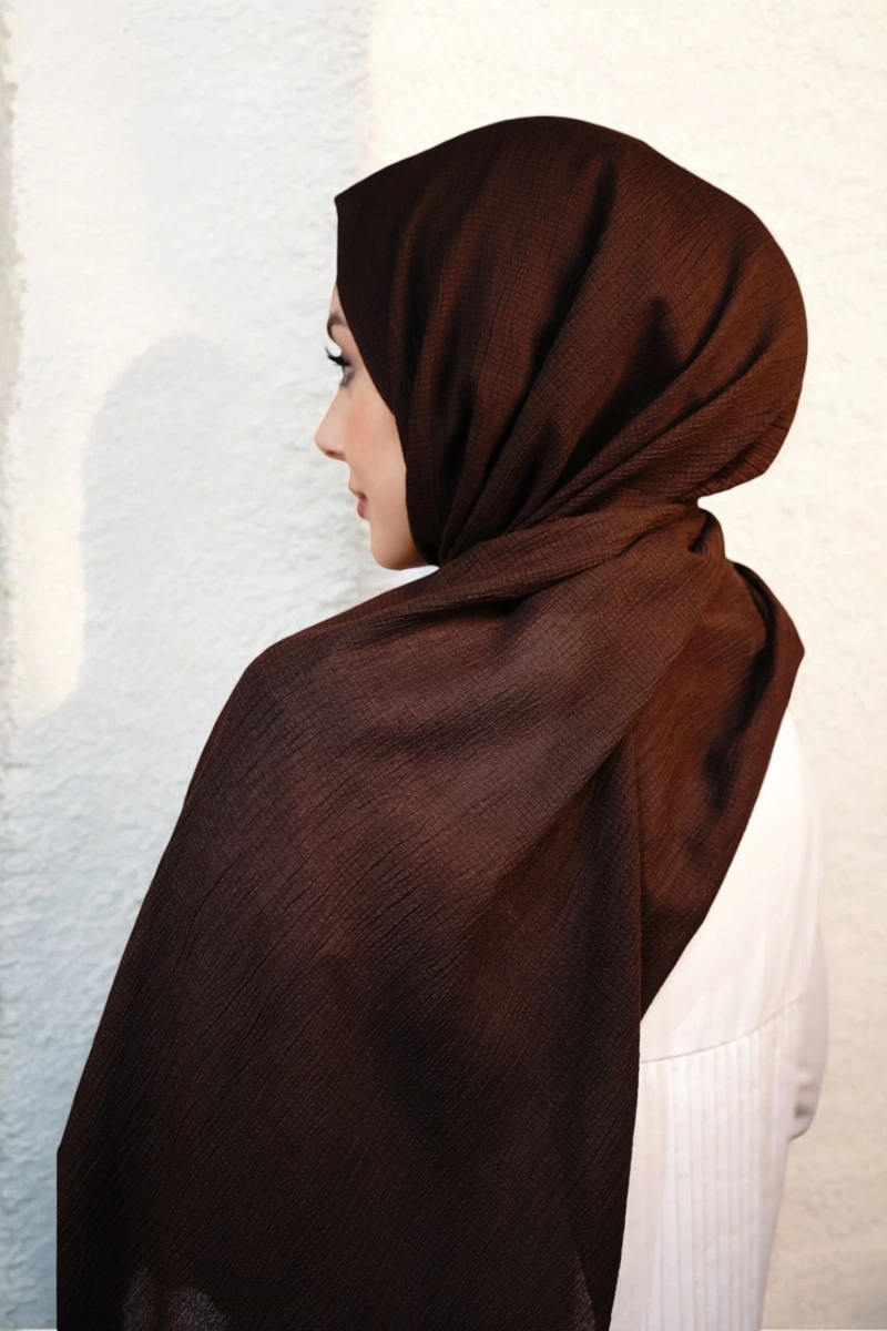 Organik Pamuk Şal - Koyu Kahverengi