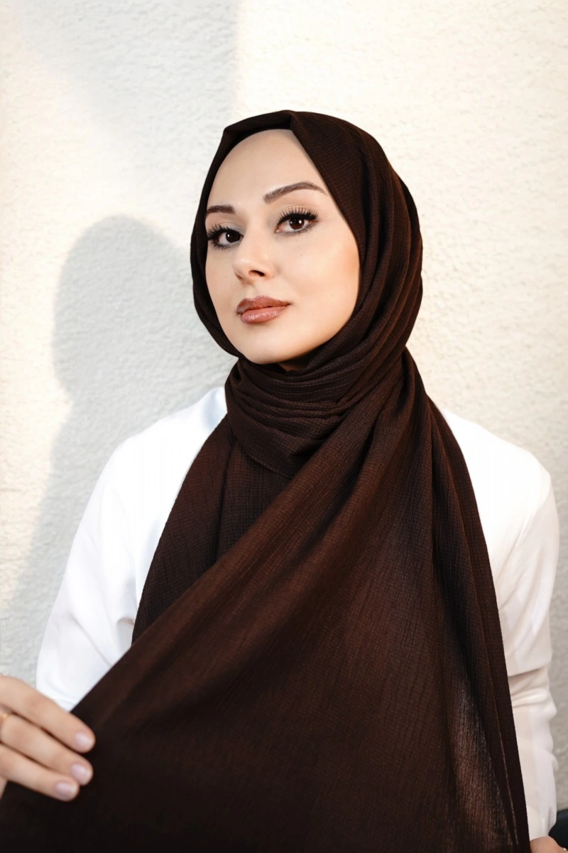 Organik Pamuk Şal - Koyu Kahverengi