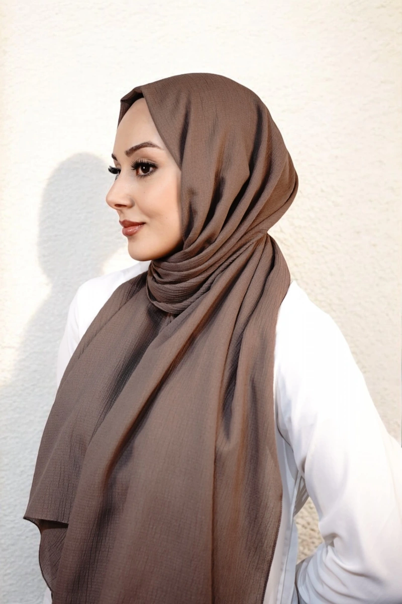 Organik Pamuk Şal - Küllü Kahverengi