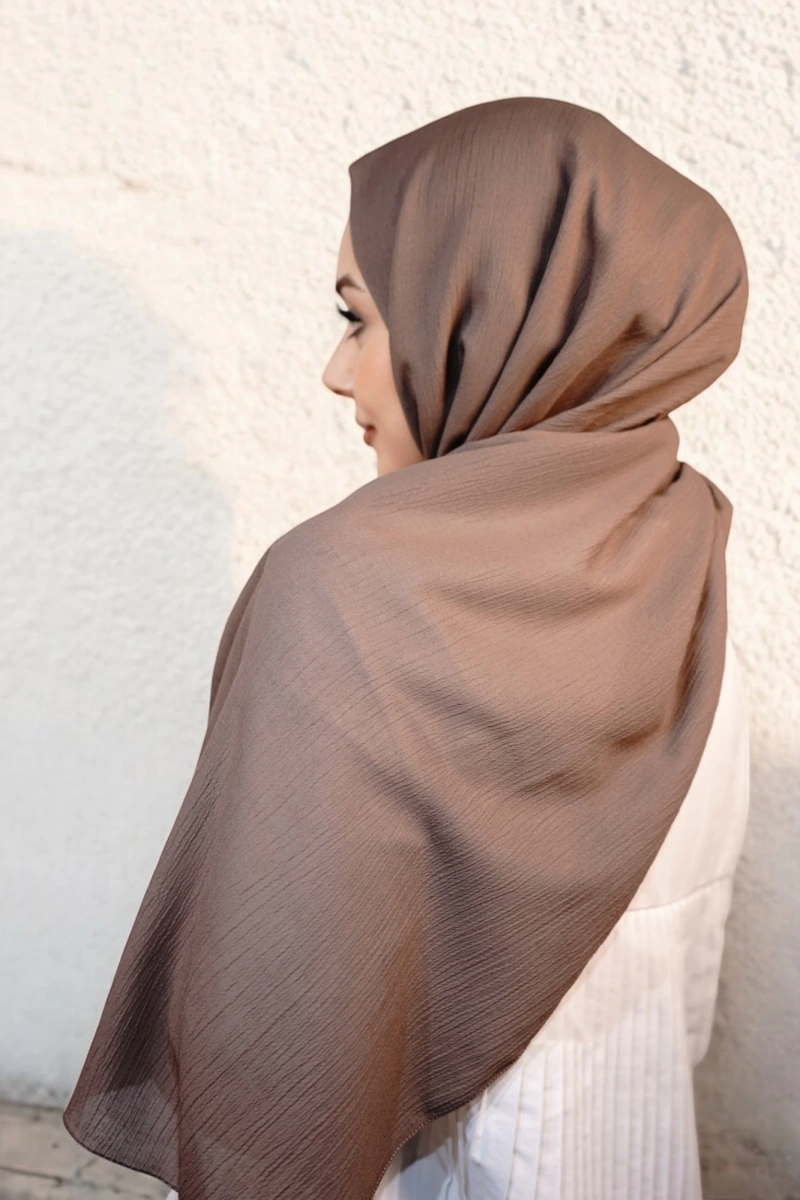 Organik Pamuk Şal - Küllü Kahverengi