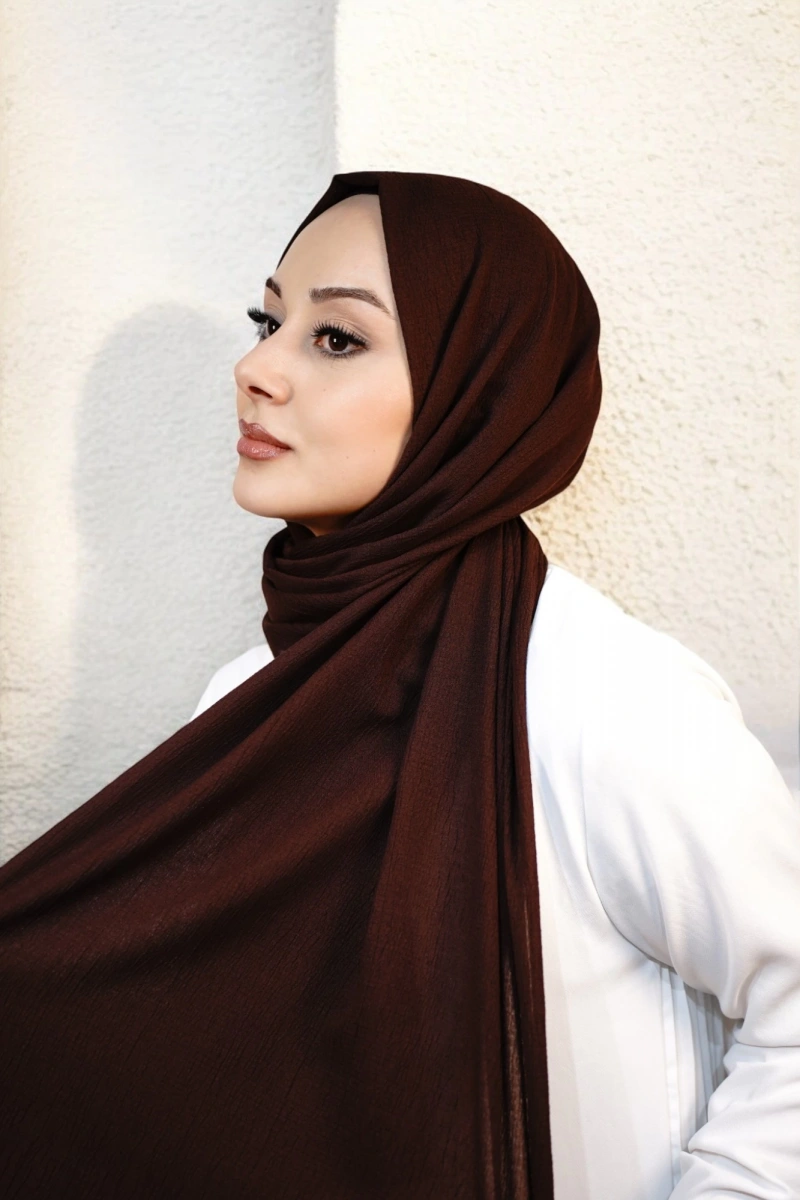 Organik Pamuk Şal - Koyu Kahve