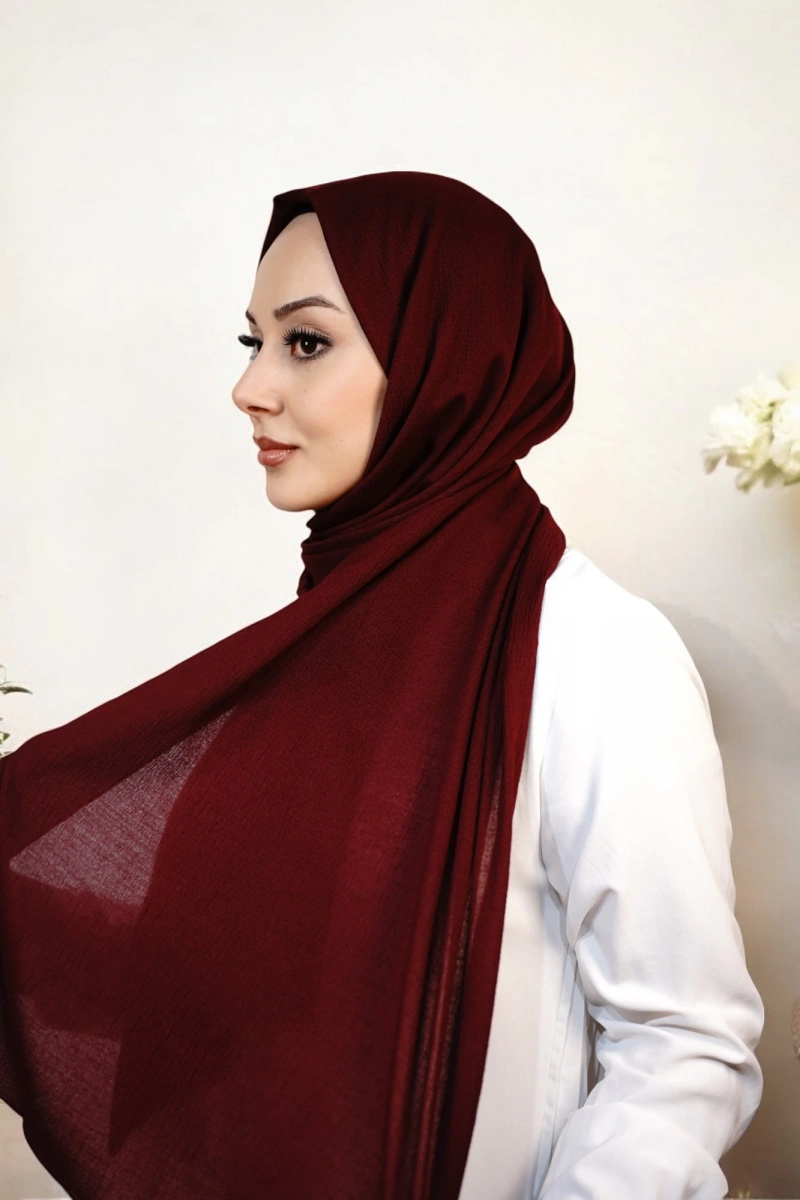 Organik Pamuk Şal - Koyu Kırmızı