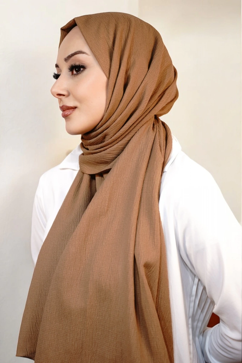 Organik Pamuk Şal - Karamel