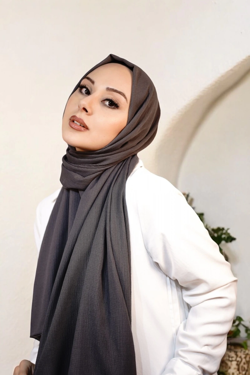 Organik Pamuk Şal - Koyu Antrasit