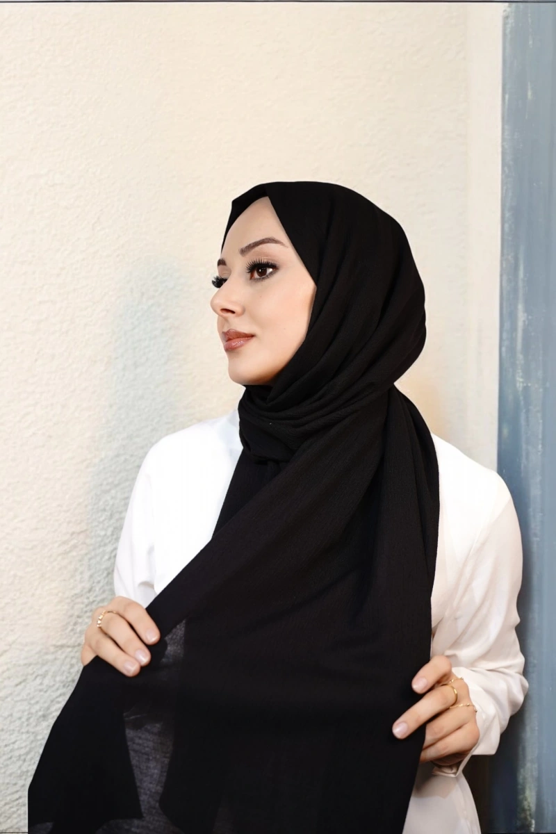 Organik Pamuk Şal - Siyah